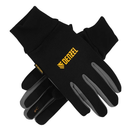 Перчатки универсальные, двойные, работа с сенсорным экраном, вязаная манжета, размер 10 Denzel