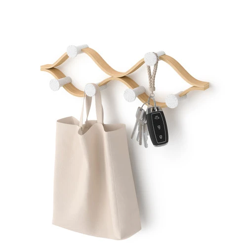 Вешалка настенная montage, 6 крючков, натуральное дерево/белая