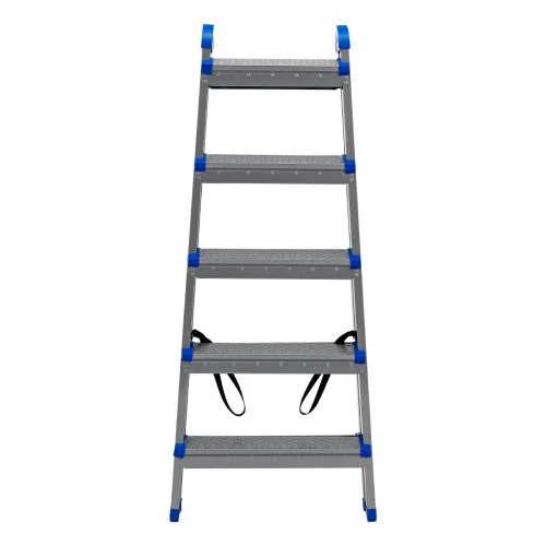 Стремянка двухсторонняя 5 ступеней, сталь профиль, стальные ступени, Сибртех