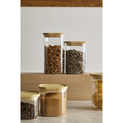 Банка для хранения квадратная glass bamboo, 1,4 л