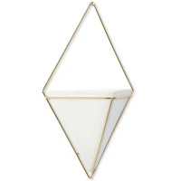 Кашпо для цветов настенное trigg, 22х39 см, белое/латунь