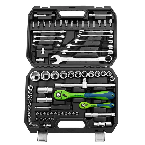 Набор инструментов 82 предмета, CrV, 1/2", 1/4" Сибртех