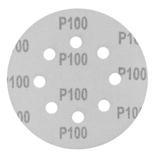 Круг абразивный на ворсовой подложке под "липучку", перфорированный, P 100, 125 мм, 5 шт Сибртех