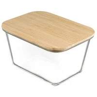 Контейнер для запекания и хранения прямоугольный eco store с крышкой из бамбука, 2,5 л