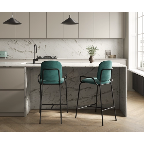 Стул полубарный ror, 2 frame, велюр, черный/зеленый