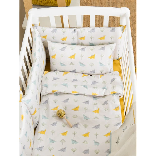 Комплект постельного белья из сатина с принтом dinosauria world из коллекции tiny world, 100х120 см