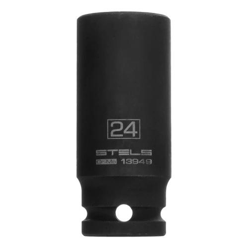 Головка ударная удлиненная шестигранная, 24 мм, 1/2, CrMo Stels