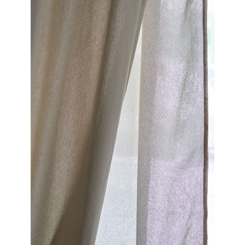 Штора из хлопка и льна бежево-серого цвета из коллекции essential, 150х290 см