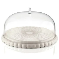 Блюдо сервировочное с крышкой tiffany, D30 см, молочно-белое