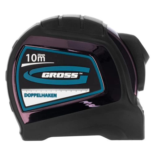 Рулетка "Doppelhaken",10 м x 25 мм,двухсторонний зацеп,Нейлон,двусторонняя шкала,автоматическая фиксация Gross