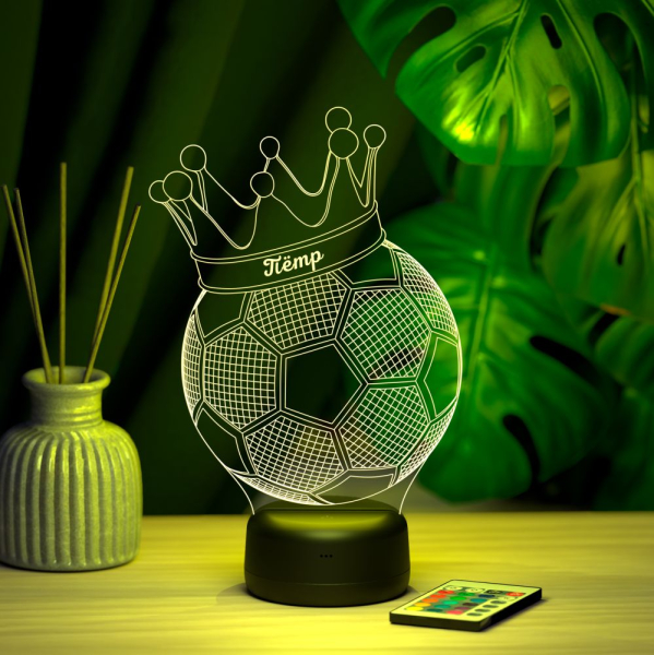 3D светильник  Светильник "Мяч с короной с именем Пётр"