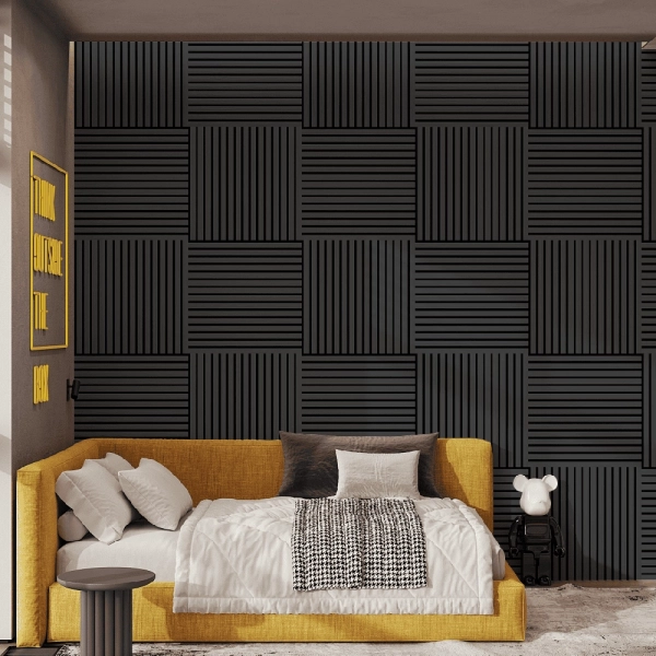 Панель Стеновая Акустическая Stella Comfort De Luxe Black Lead 600х600х9 (уп.1шт.)