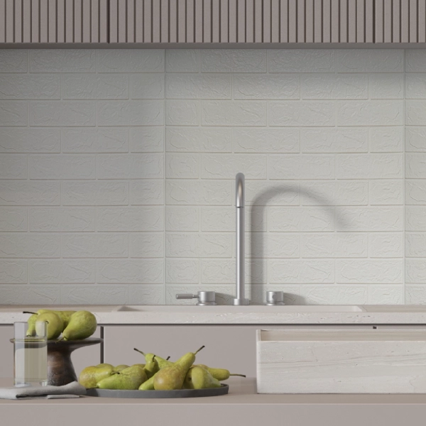 Панель ПВХ на клеевой основе "Белый кирпич" Акция 700*770мм Ultra (10шт)