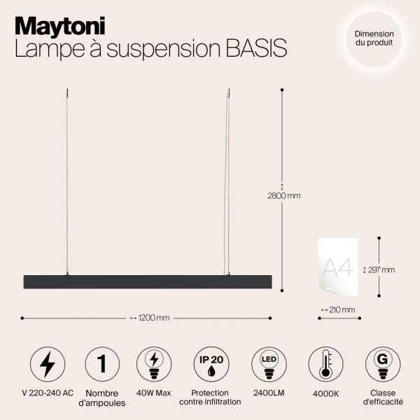Подвесной светильник Technical P051PL-L40B4K