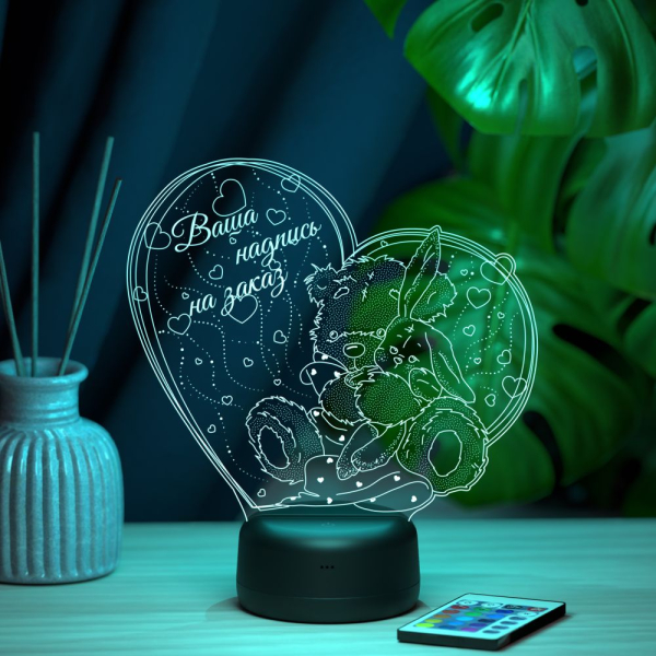 3D светильник  Светильник "Плюшевый мишка с зайкой"