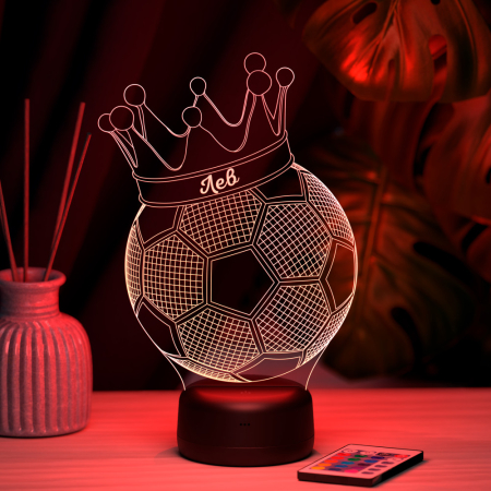 3D светильник  Светильник "Мяч с короной с именем Лев"