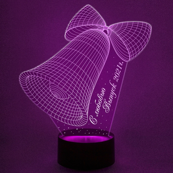 3D светильник  Колокольчик подарок для учителя