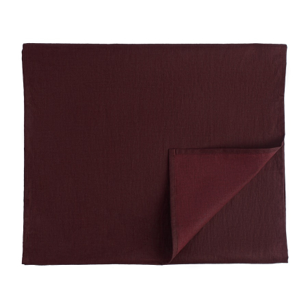 Дорожка на стол из умягченного льна с декоративной обработкой бордового цвета essential, 45х150 см