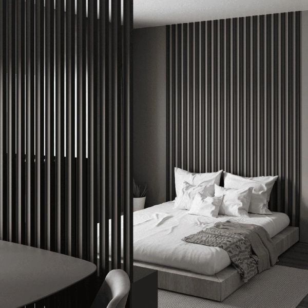 2К Интерьерная Рейка МДФ STELLA Планкен Рекесс De Luxe Black Lead 19*50*2700 (уп.4 шт.)