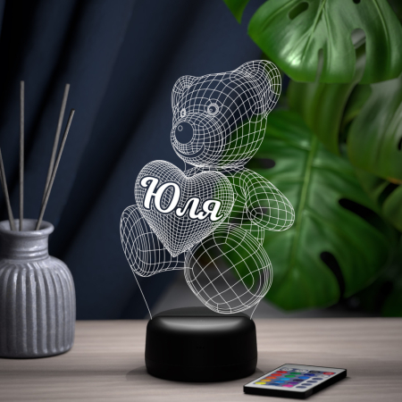 3D светильник  Светильник "Мишка с именем Юля"