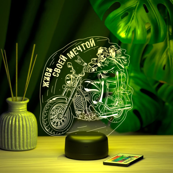 3D светильник  Светильник "Байкер с девушкой"