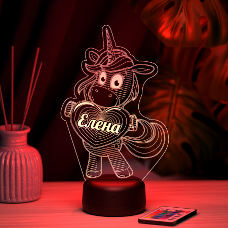 3D светильник  Светильник "Единорог с именем Елена"