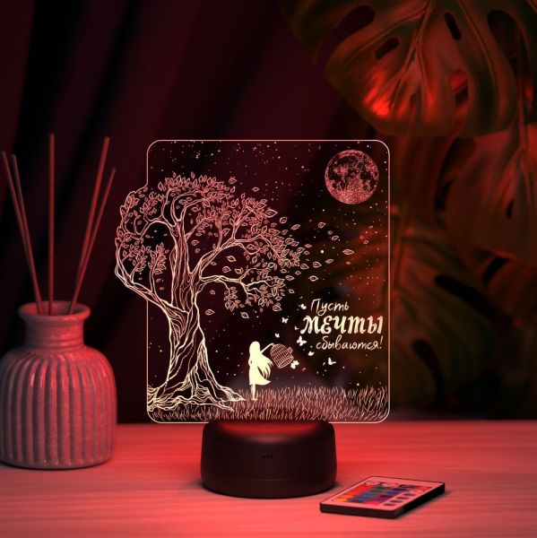 3D светильник  Светильник "Девушка с бабочками"