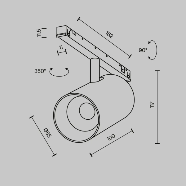 Трековый светильник Technical TR243-12W4K-B