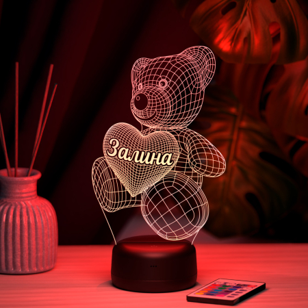 3D светильник  Светильник "Мишка с именем Залина"
