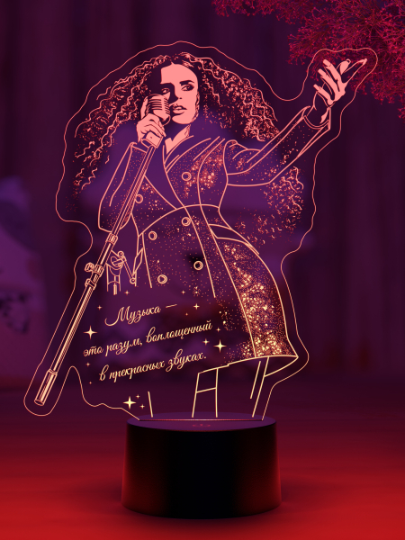 3D светильник  Светильник "Девушка с микрофоном (певица)"