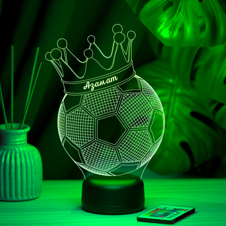 3D светильник  Светильник "Мяч с короной с именем Азамат"