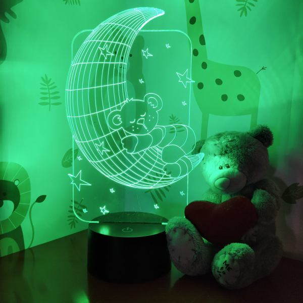 3D светильник  Медвежонок уснул на луне