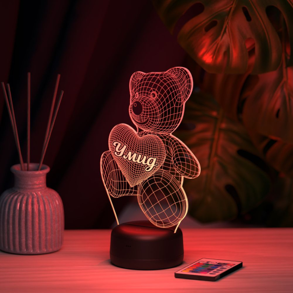 3D светильник  Светильник "Мишка с именем Умид"