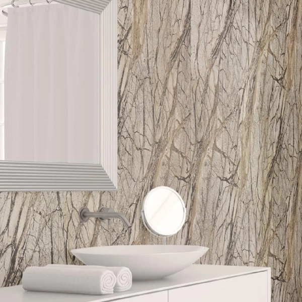 Панель ПВХ Stella Slim 5мм Light Мрамор Романский М-001 2600х250х5 (15шт.упак.)