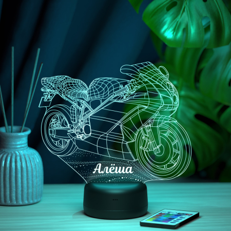 3D светильник  Светильник "Мотобайк с именем Алёша"