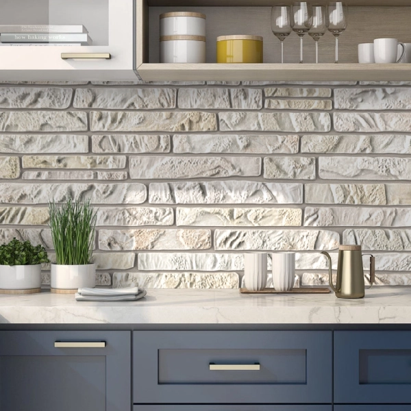 Панель ПВХ 0,3 мозаика Сланец бежевый