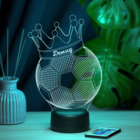 3D светильник  Светильник "Мяч с короной с именем Демид"