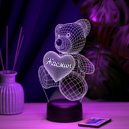 3D светильник  Светильник "Мишка с именем Жасмин"