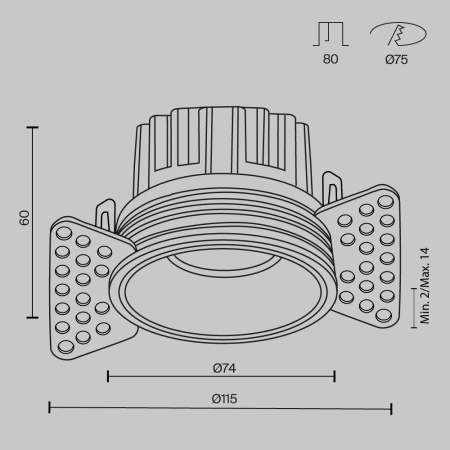 Встраиваемый светильник Technical DL058-12W2.7K-TRS-B