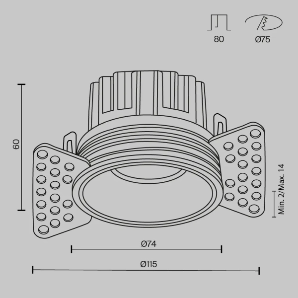 Встраиваемый светильник Technical DL058-12W2.7K-TRS-B