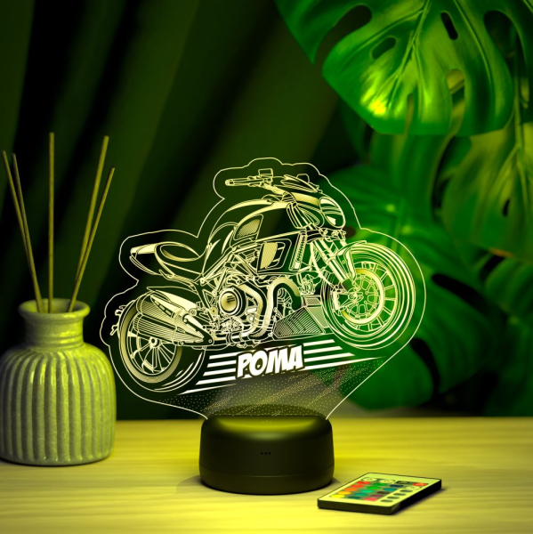 3D светильник  Светильник "Байк с именем Рома"