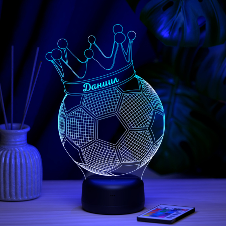 3D светильник  Светильник "Мяч с короной с именем Даниил"