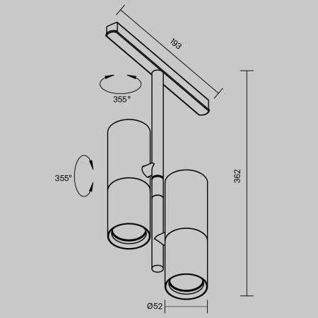 Трековый светильник Technical TR005-2-2X12W4K-BW