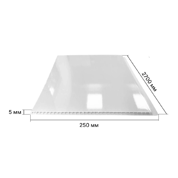 Панель ПВХ 2,7*0,25 (Белая глянц-лак ) STELLA Slim 5 мм Premium (15)