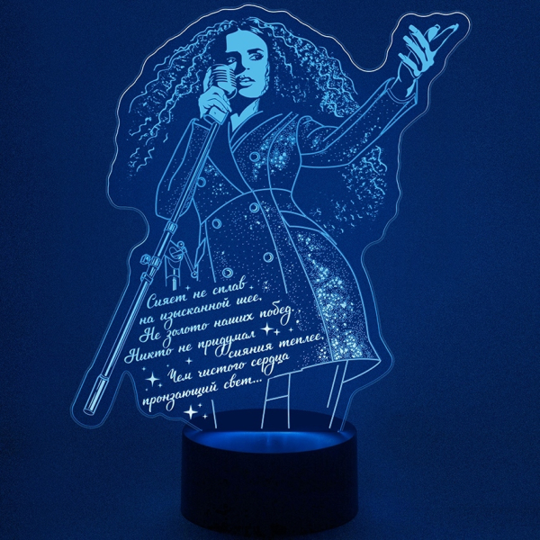 3D светильник  Девушка с микрофоном (певица)