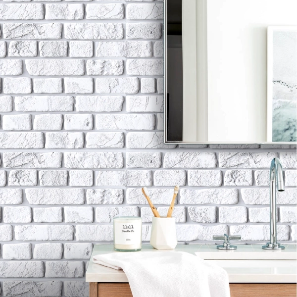 Панель ПВХ 0,4 кирпич Ретро белый