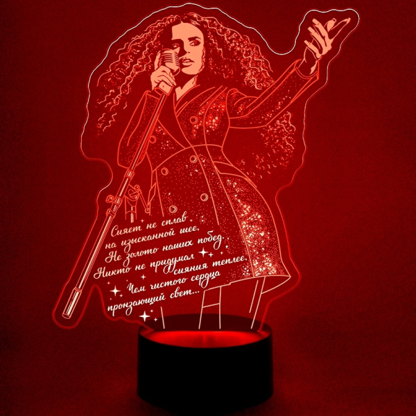 3D светильник  Девушка с микрофоном (певица)