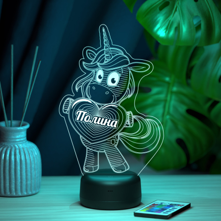 3D светильник  Светильник "Единорог с именем Полина"