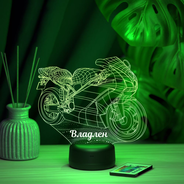 3D светильник  Светильник "Мотобайк с именем Владлен"