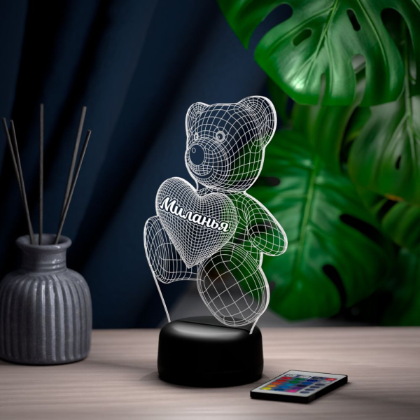 3D светильник  Светильник "Мишка с именем Миланья"